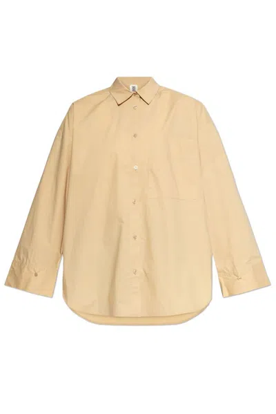 By Malene Birger Spread-collar Organic Cotton Shirt In Beige