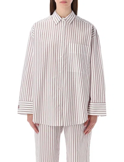 By Malene Birger Oversized Striped Derris Shirt In Neutral