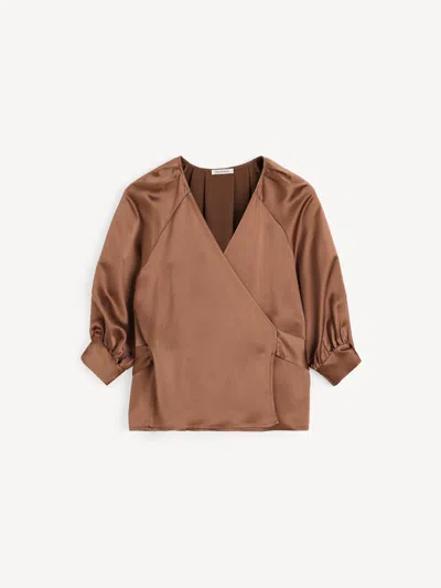 By Malene Birger Pacey Satin Blouse In Brown