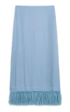 By Malene Birger Palomie Feather-trimmed Crepe Maxi Skirt In Blue