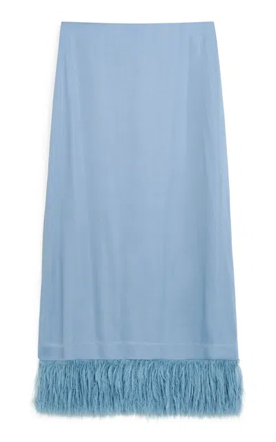 By Malene Birger Palomie Feather-trimmed Crepe Maxi Skirt In Faded Dove