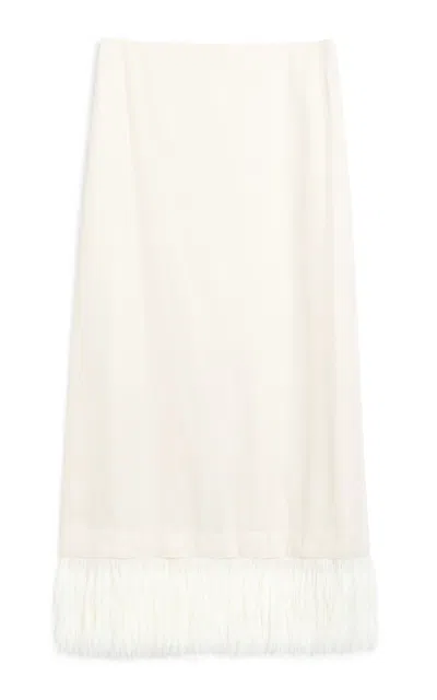 By Malene Birger Palomie Feather-trimmed Crepe Maxi Skirt In White