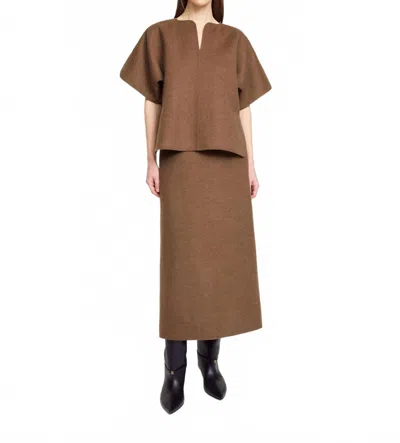 By Malene Birger Palomie Midi Skirt In Dark Brown Melange