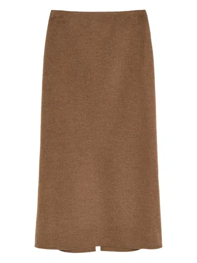 By Malene Birger Palomie Midi Skirt In Dark Brown Melange