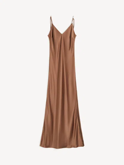 By Malene Birger Pascale Satin Maxi Dress In Brown