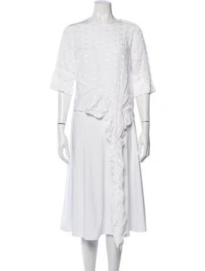 Pre-owned By Malene Birger Patterned Crew Neck Blouse In White