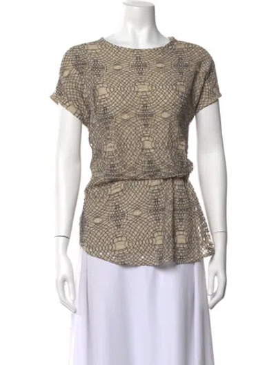 Pre-owned By Malene Birger Patterned Crew Neck Top In Neutrals