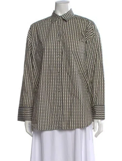 Pre-owned By Malene Birger Patterned Long Sleeve Top In Neutral