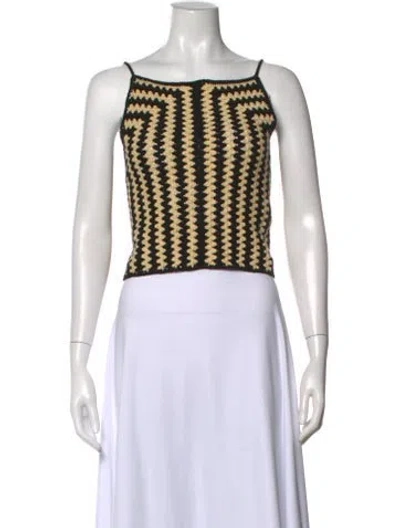 Pre-owned By Malene Birger Patterned Scoop Neck Crop Top W/ Tags In Multi