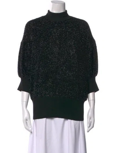 Pre-owned By Malene Birger Patterned Turtleneck Sweater In Black