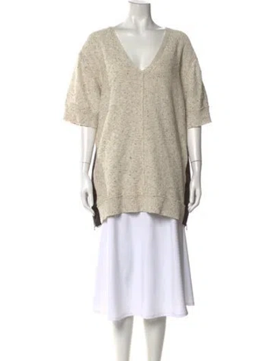 Pre-owned By Malene Birger Patterned V-neck Top In Neutral
