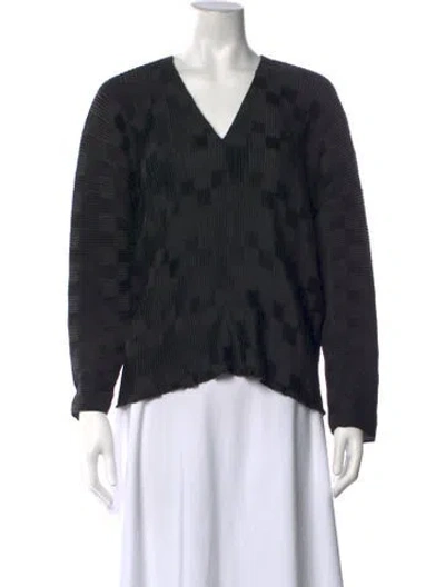 Pre-owned By Malene Birger Patterned V-neck Top W/ Tags In Black