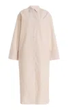 By Malene Birger Perroti Striped Cotton Shirt Midi Dress In Neutral
