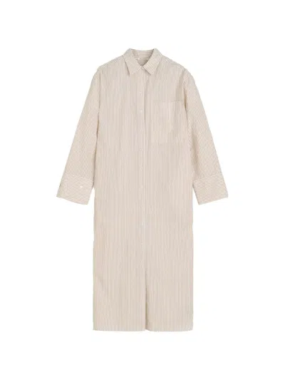 By Malene Birger Perroti Organic Cotton Maxi Dress In Dark Sand Stripe In Neutral