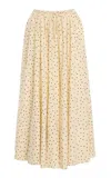 By Malene Birger Pheo Polka-dot Cotton-voile Midi Skirt In Gold