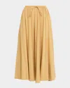 By Malene Birger Pheo Ruched A-line Organic Cotton Midi Skirt In Brown
