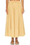 By Malene Birger Pheo Ruched A-line Organic Cotton Midi Skirt In Brown