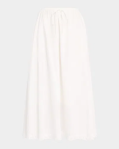 By Malene Birger Pheobes Lace-trim Organic Cotton Midi Skirt In Soft White