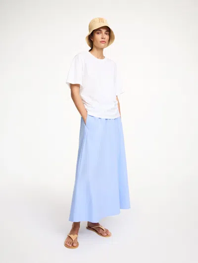 By Malene Birger Pheobes Organic Cotton Skirt In Blue Iris Stripe Small