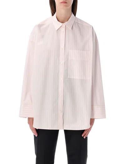 By Malene Birger Pink Striped Oversized Derris Shirt In Neutral