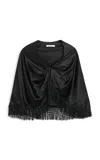 By Malene Birger Pinlo Fringed Satin Cape Top In Black