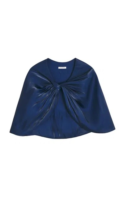 By Malene Birger Pinlos Twisted Satin Cape In Blue