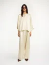 Shop By Malene Birger Piscali Wide-leg Trousers In Oyster Gray