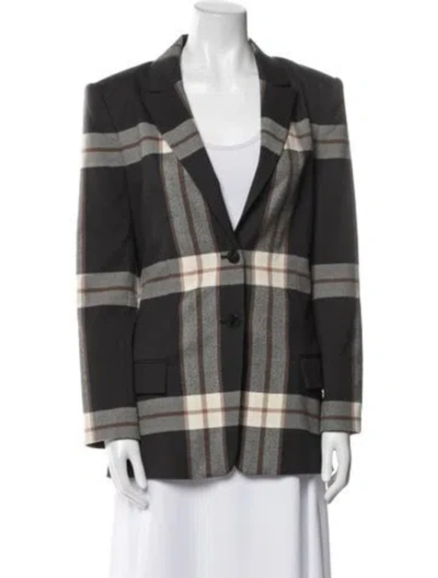 Pre-owned By Malene Birger Plaid Print Blazer In Gray