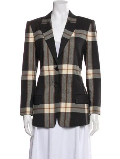 Pre-owned By Malene Birger Plaid Print Blazer In Gray