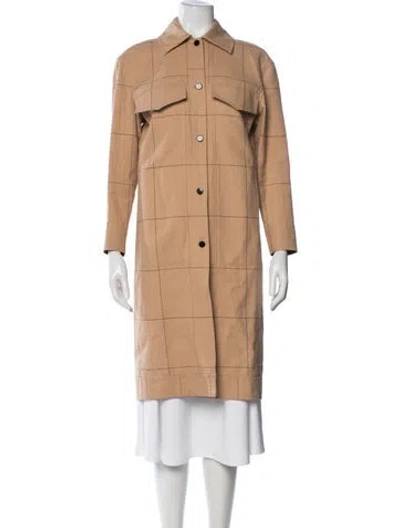 Pre-owned By Malene Birger Plaid Print Coat In Brown/neutrals