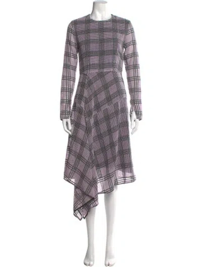 Pre-owned By Malene Birger Plaid Print Midi Length Dress In Purple