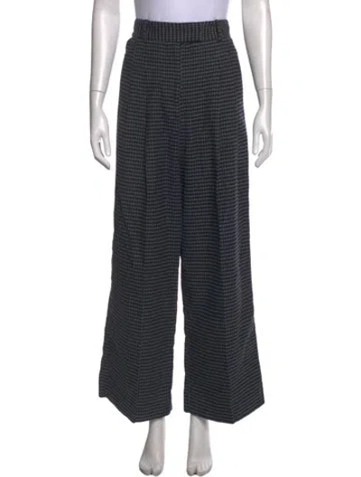 Pre-owned By Malene Birger Plaid Print Wide Leg Pants In Grey