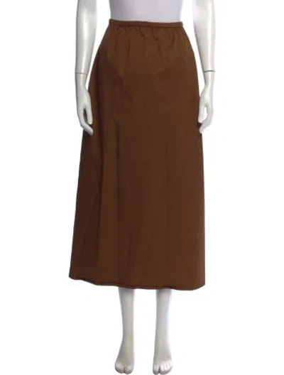 Pre-owned By Malene Birger Pleated Accents Long Skirt In Brown