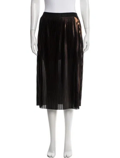 Pre-owned By Malene Birger Pleated Accents Midi Length Skirt In Black/brown/metallic