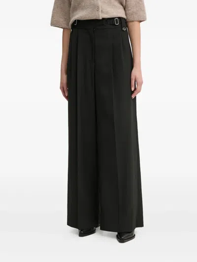 By Malene Birger Pleated Belted Pants In Black