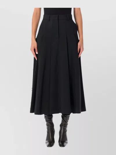 By Malene Birger Pleated High-waist Midi Skirt In Black
