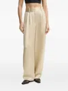 By Malene Birger Pleated Satin Trousers In Neutral