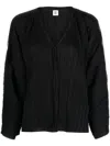 By Malene Birger Plissé-effect V-neck Sweatshirt In Black