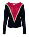 By Malene Birger Plomia Striped Open-knit Sweater In Blue Wool In Multi