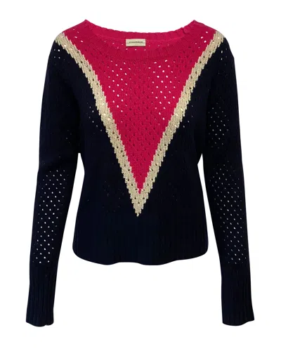 By Malene Birger Plomia Striped Open-knit Sweater In Blue Wool In Multi