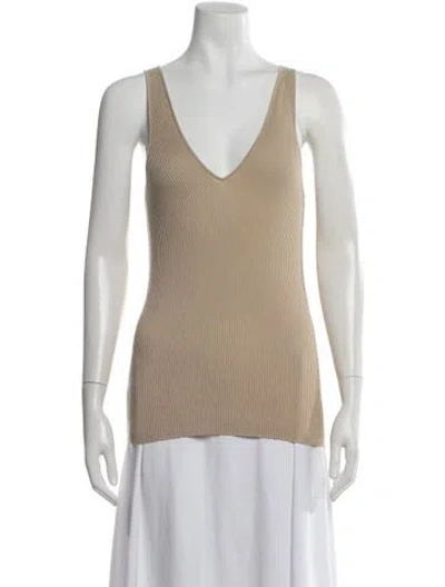 Pre-owned By Malene Birger Plunge Neckline Sleeveless Top In Neutral