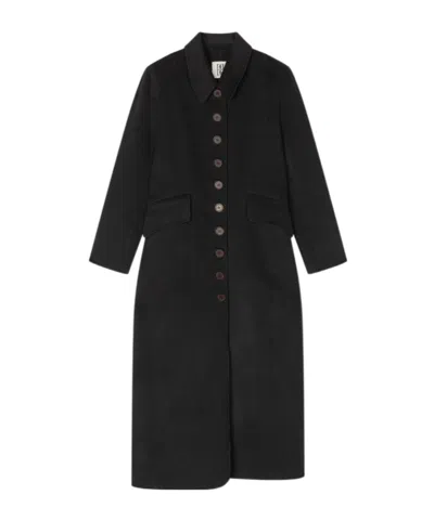 By Malene Birger Pointcollar Singlebreasted Long Coat In Black