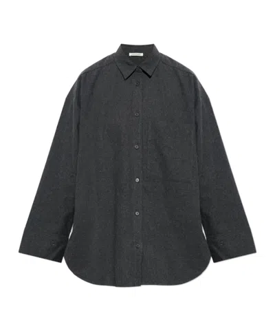 By Malene Birger Pointed Collar Long-sleeved Shirt In Gray