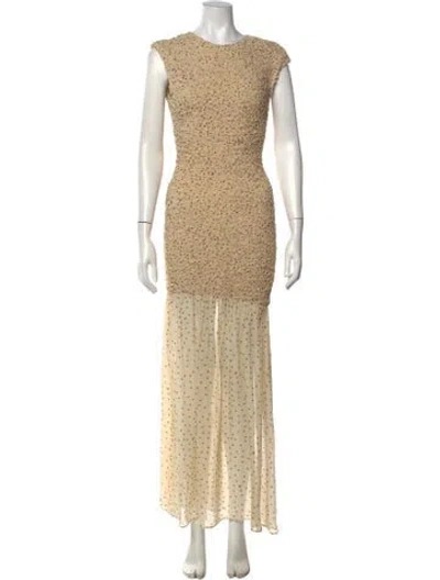 Pre-owned By Malene Birger Polka Dot Print Long Dress W/ Tags In Neutrals