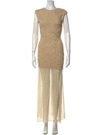 Pre-owned By Malene Birger Polka Dot Print Long Dress W/ Tags In Neutrals