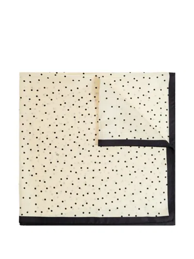 By Malene Birger Poula Polka-dot Border Scarf In Neutral