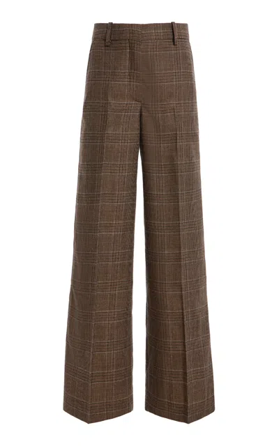 By Malene Birger Povilanna Checked Wool Trousers In Green