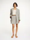 By Malene Birger Poville Crepe Suiting Shorts In Grey Brown Melange