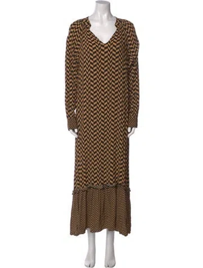 Pre-owned By Malene Birger Printed Long Dress In Neutral