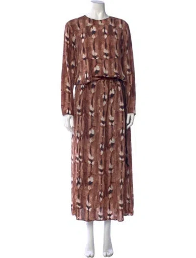 Pre-owned By Malene Birger Printed Long Dress In Pink